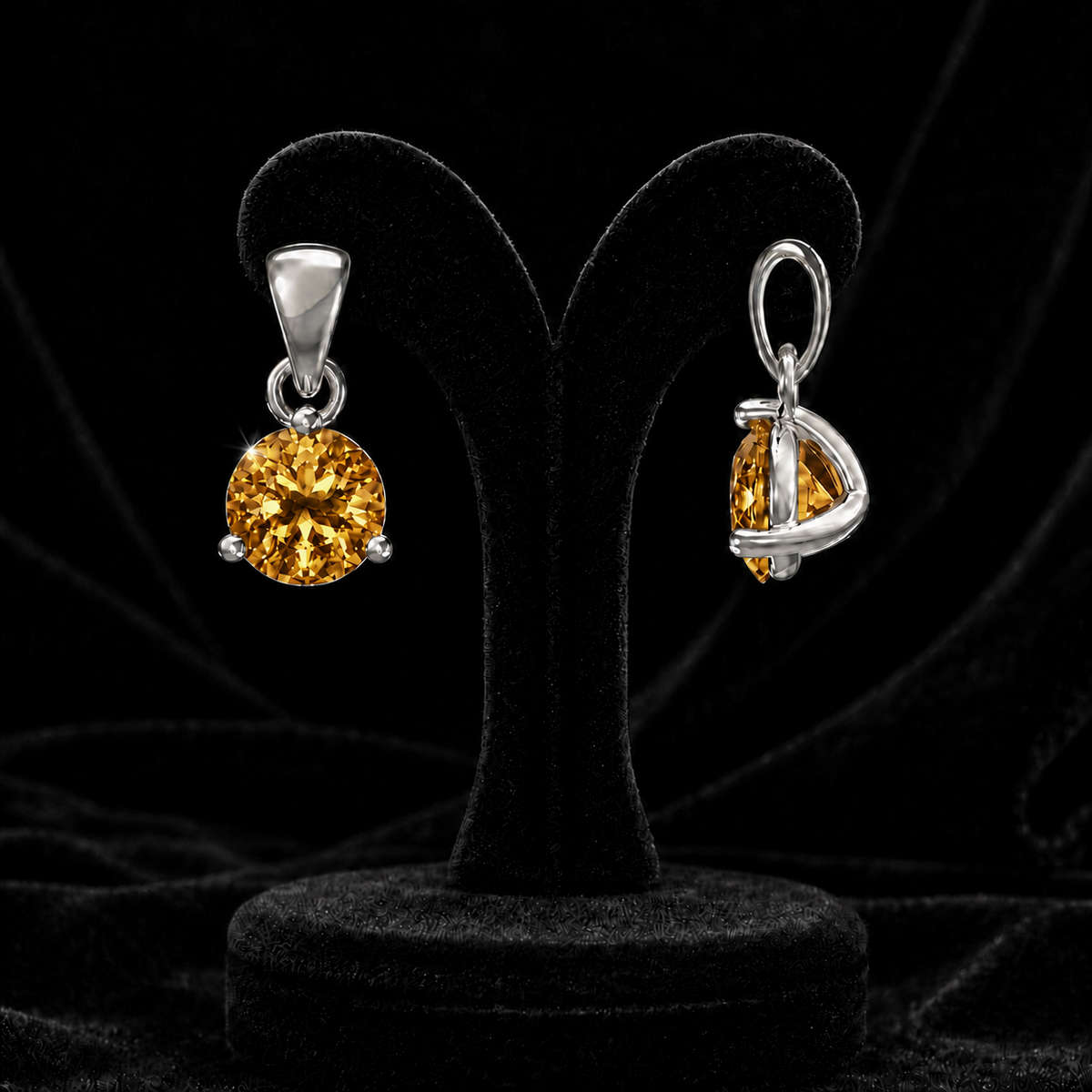 Sterling Silver Citrine Pendant Hallmarked British Made All Chain Lengths