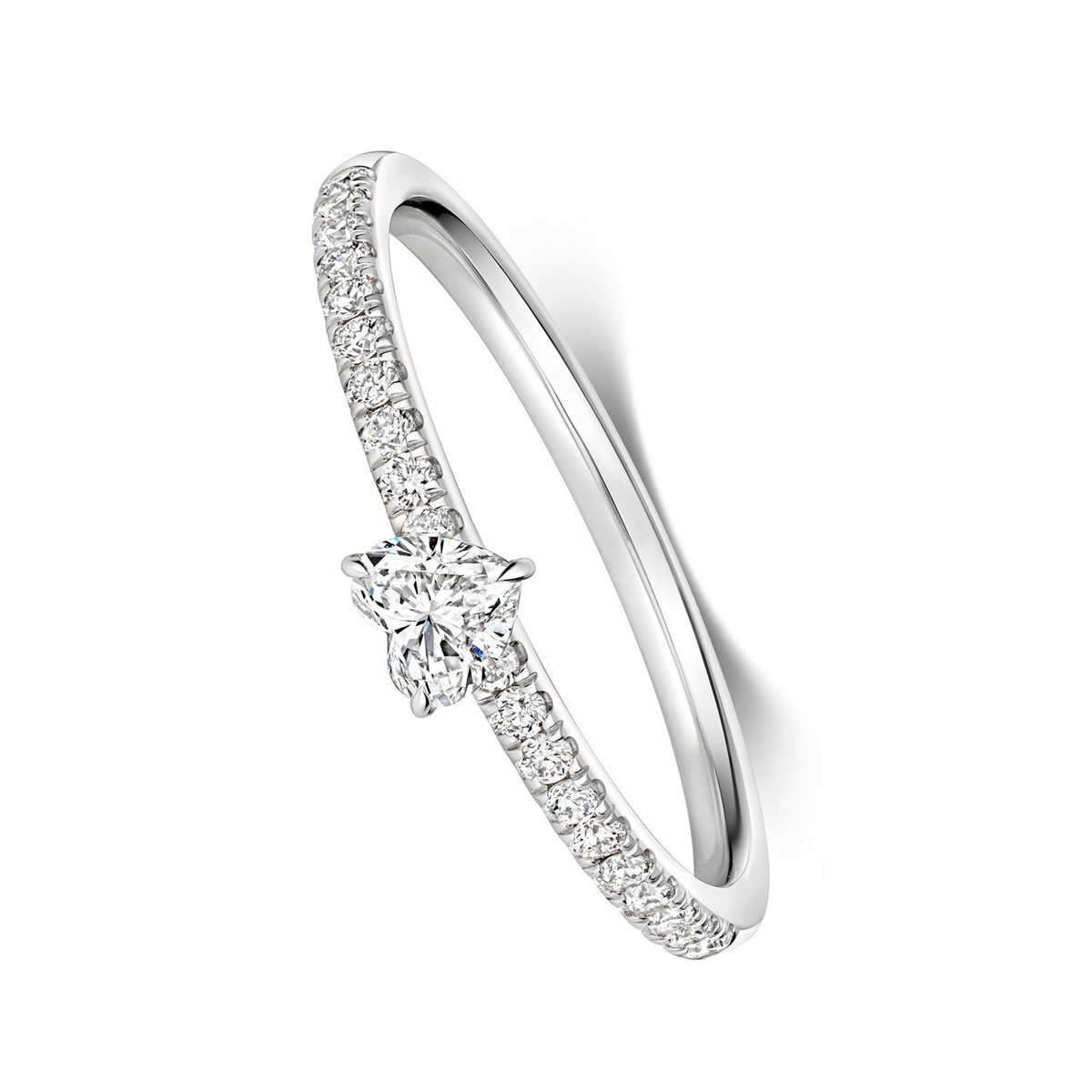 21 Natural Diamond Heart Ring 18ct White Gold Hallmarked Sizes K - N