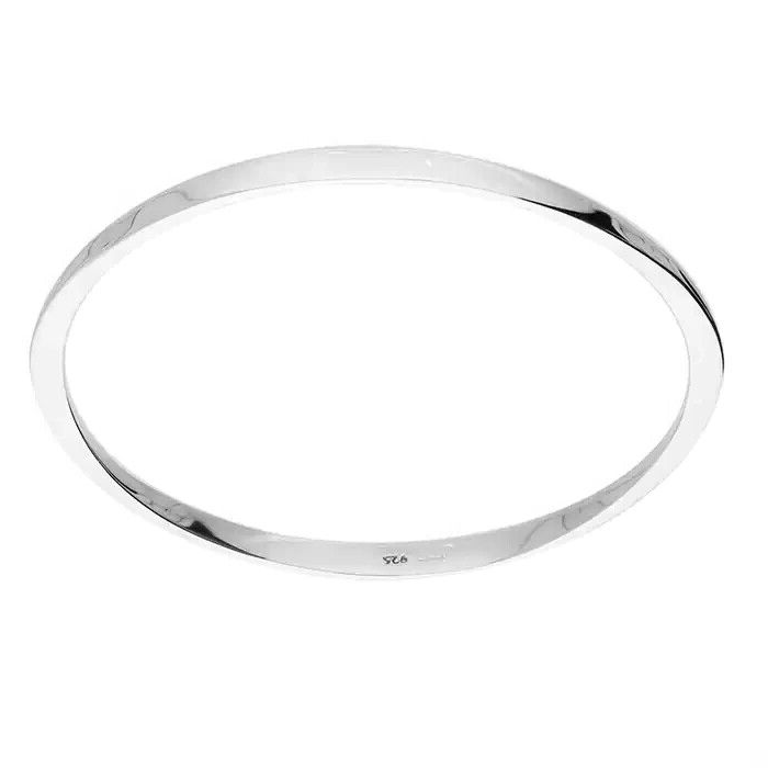 Thick Single Curve Bangle Sterling Silver 925 Hallmarked British Made Brand New