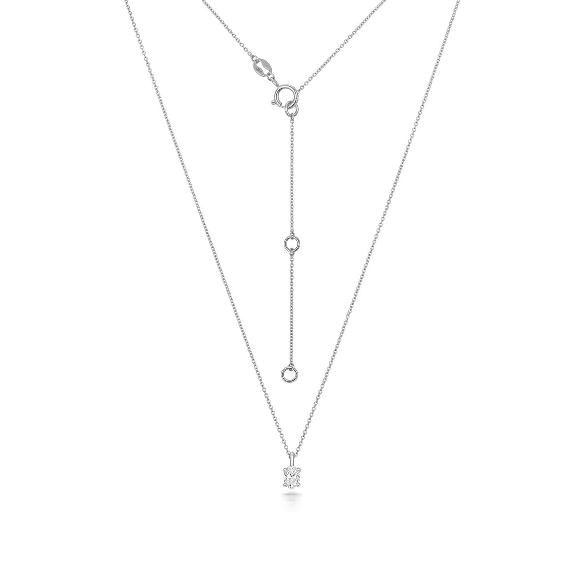 1 Natural Diamond Oval Cut Necklace 18ct White Gold Hallmarked British Made