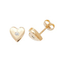 Chunky Flush Heart Stud Earrings 9ct Yellow Gold 375 Hallmarked Brand New Boxed