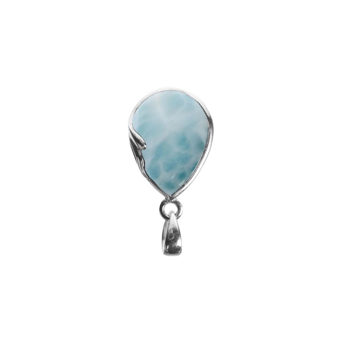 Teardrop Larimar Pendant Sterling Silver 925 Hallmarked All Chain Lengths