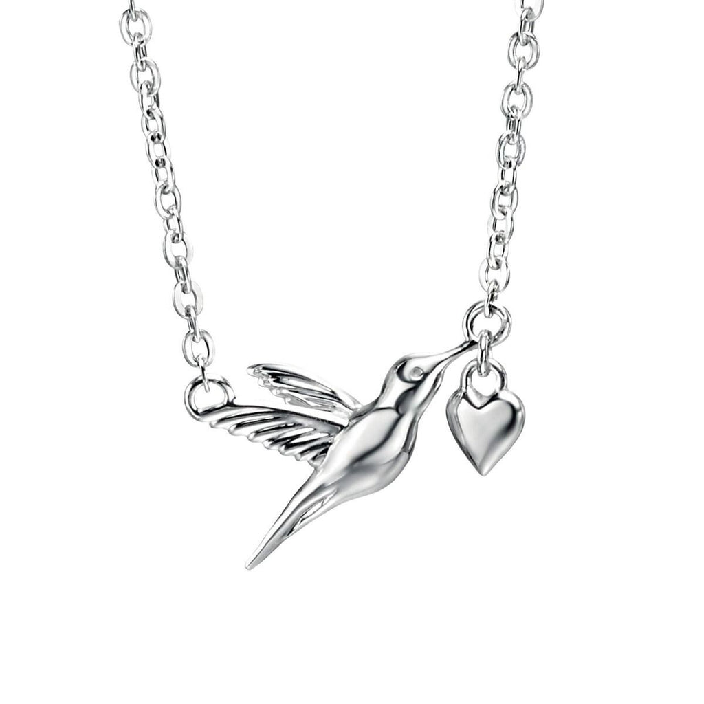 Hummingbird Heart Necklace Sterling Silver 925 Hallmarked  Brand New Boxed