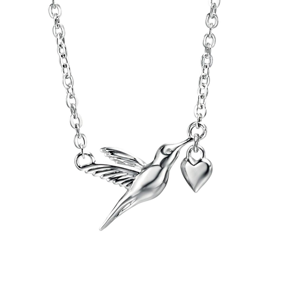 Hummingbird Heart Necklace Sterling Silver 925 Hallmarked  Brand New Boxed