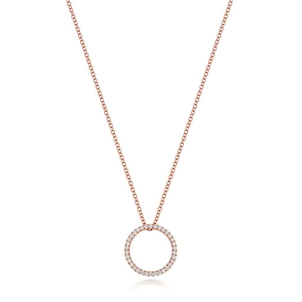 34 Natural Diamond Circle Necklace 18ct Rose Gold Hallmarked British Made
