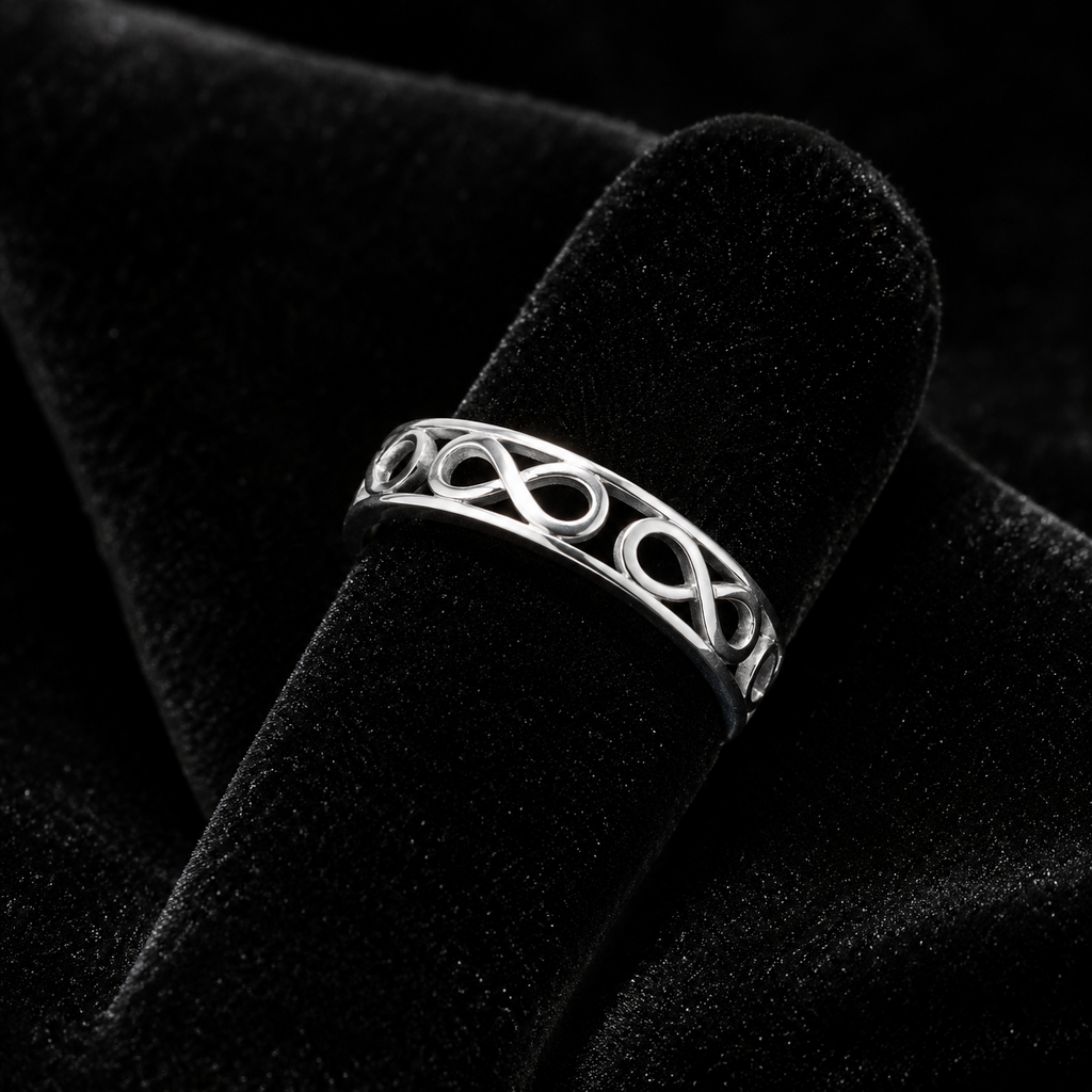 Infinity Symbol Band Ring Sterling Silver 925 Hallmarked British Made Size L - R