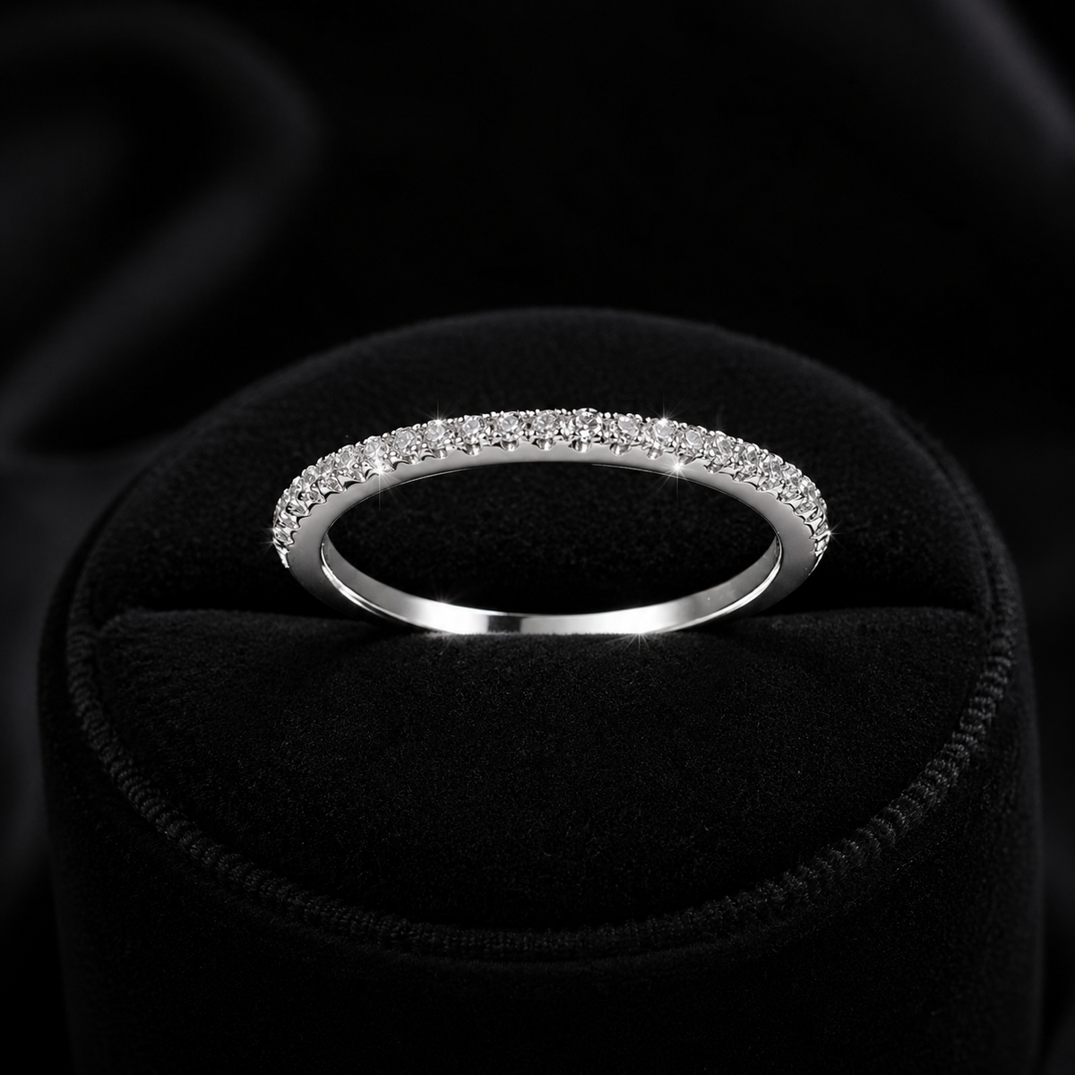 Thin Half Eternity Ring Sterling Silver 925 Hallmarked British Made Size M - S