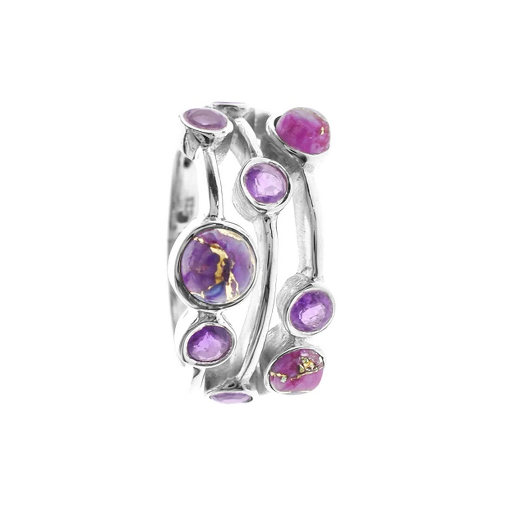Natural 9 Amethyst Ring Sterling Silver 925 Hallmarked British Made Size K - T