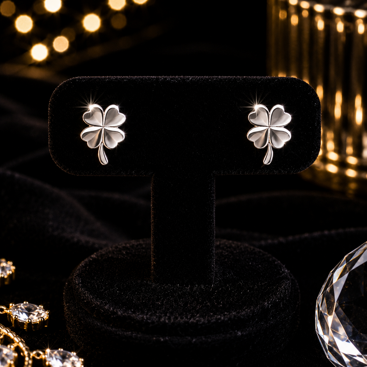 Four Leaf Clover Stud  Earrings Sterling Silver 925 Hallmarked Brand New Boxed