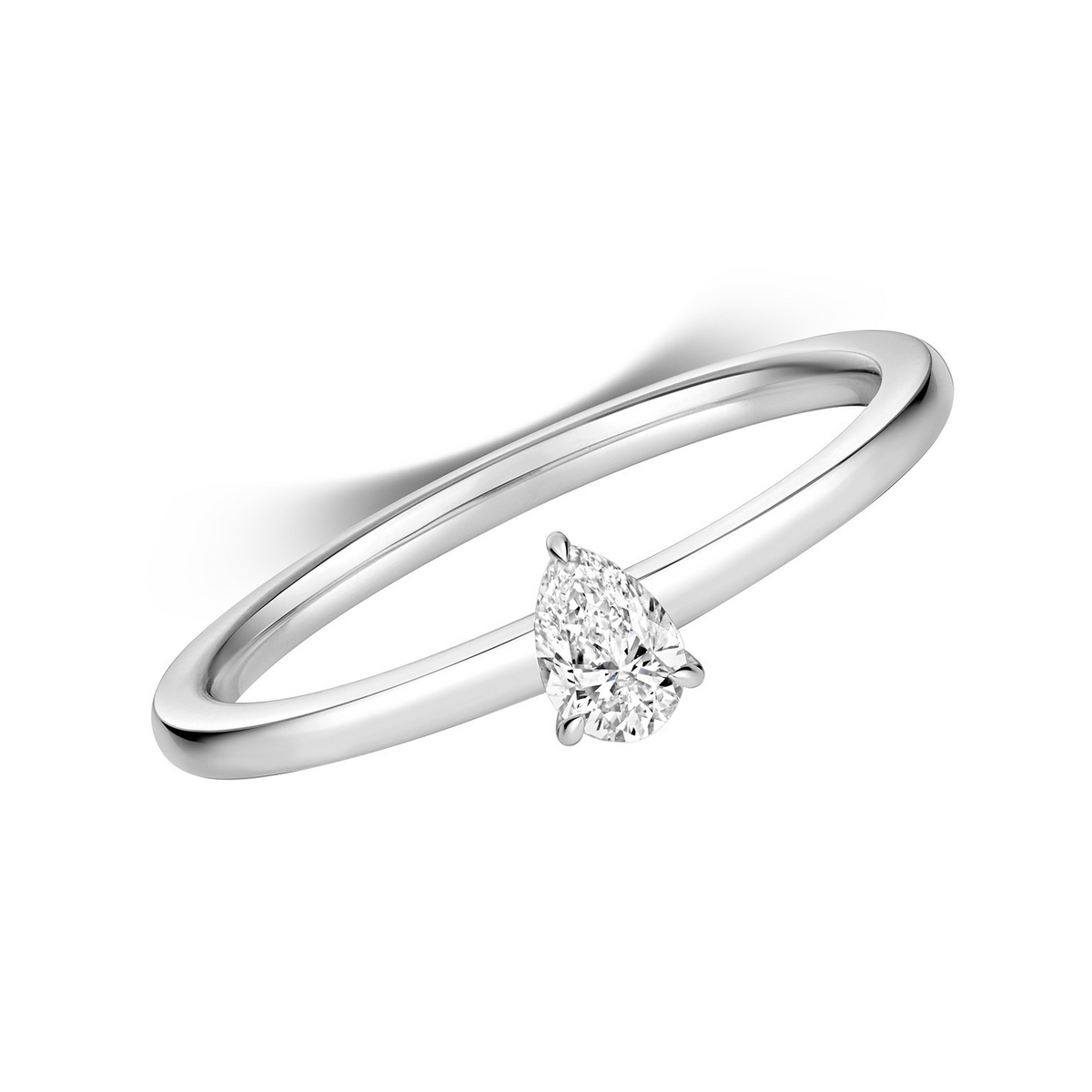 1 Natural Diamond Pear Cut Ring 18ct White Gold Hallmarked Sizes K - N