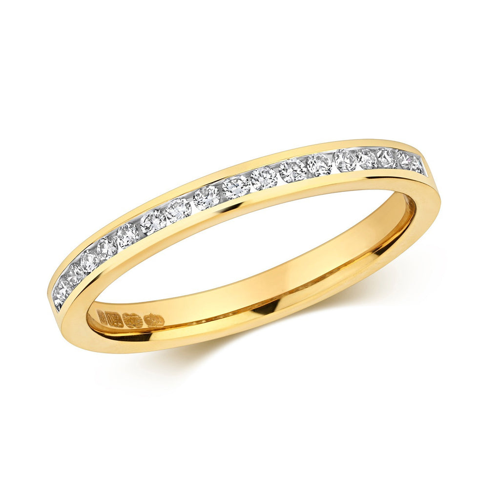 Channel Set Natural Diamond Eternity Ring 18ct Yellow Gold Hallmarked Sizes J-Q