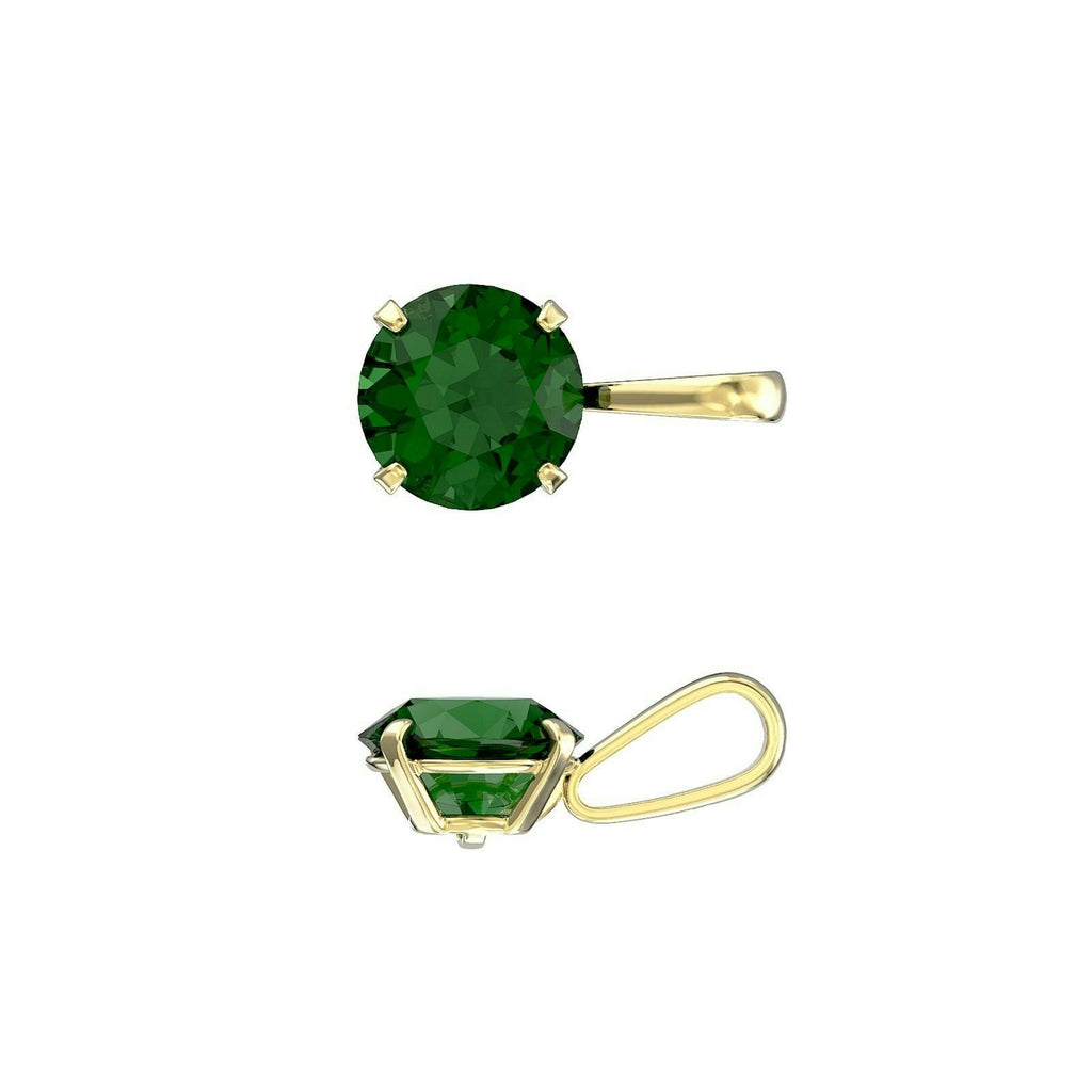 Yellow Gold Emerald Solitaire Pendant Hallmarked British Made All Chain Lengths
