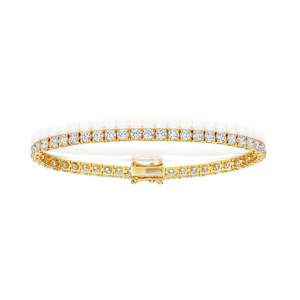 Lab Grown Diamond 18ct Yellow Gold Tennis Bracelet Hallmarked British Made