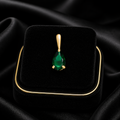 Teardrop Natural Emerald 9ct Yellow Gold Pendant Hallmarked All Chain Lengths