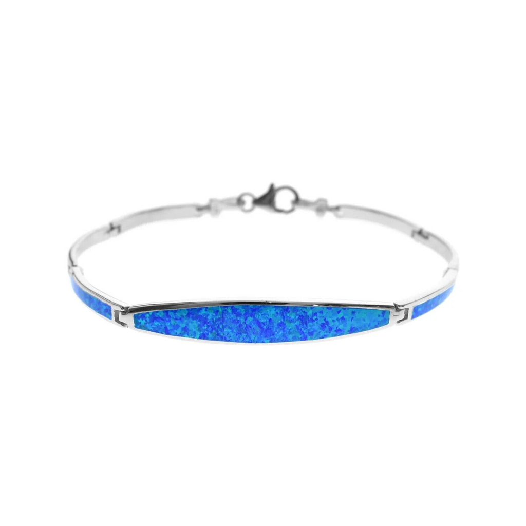 Blue Opal Marquise Bangle Sterling Silver 925 Hallmarked Brand New Boxed