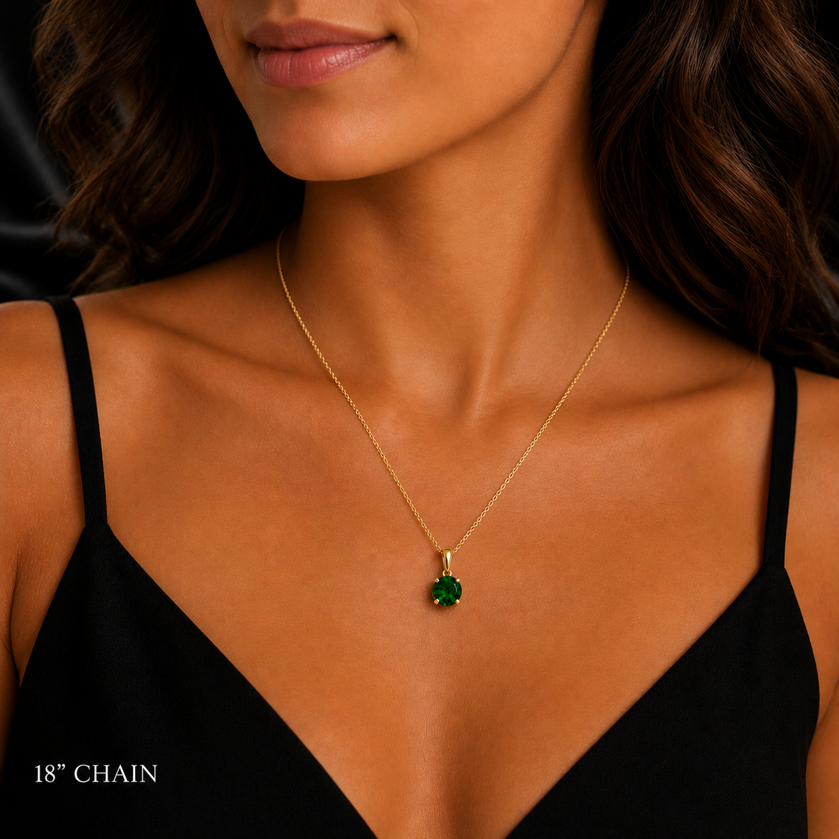Yellow Gold Emerald Solitaire Pendant Hallmarked British Made All Chain Lengths