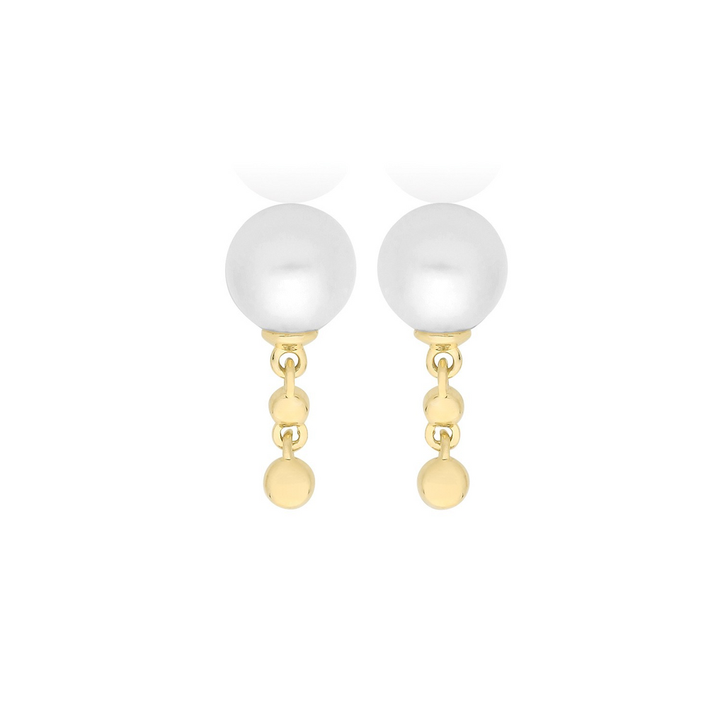 Natural Pearl Organic Drop Earrings 9ct Yellow Gold 375 Hallmarked Brand New
