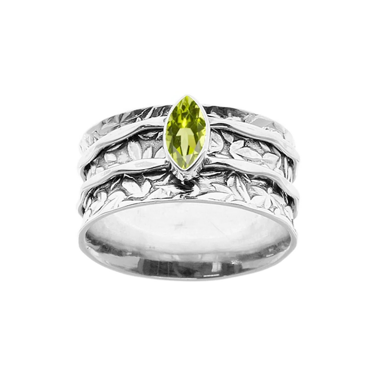 Autumn Peridot Spinner Ring Sterling Silver 925 Hallmarked Size K - T