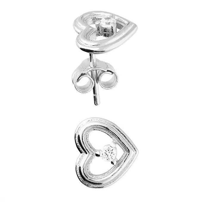 Open Heart Stud Earrings Sterling Silver 925 Hallmarked Brand New Boxed