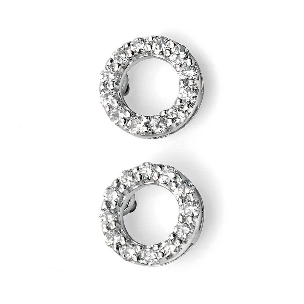 Open Circle Diamond Hoop Earrings 9ct White Gold 375 Hallmarked British Made