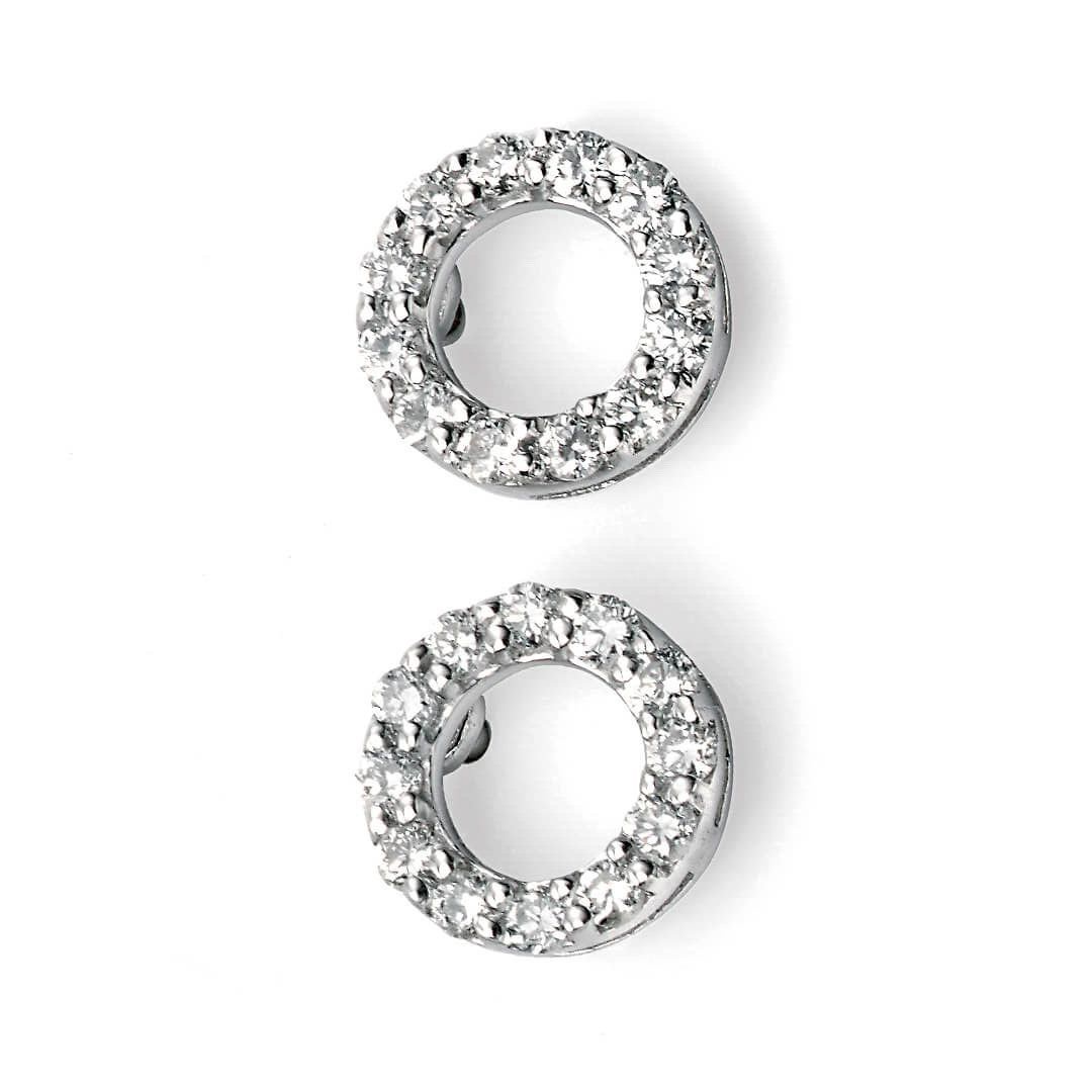Open Circle Diamond Hoop Earrings 9ct White Gold 375 Hallmarked British Made