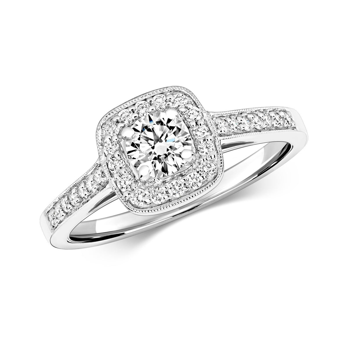 31 Natural Diamond Halo Ring 18ct White Gold Hallmarked Sizes J - Q