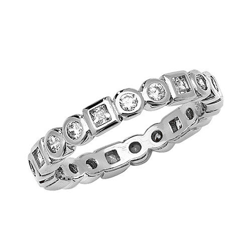 Sterling Silver Eternity Ring Anniversary Gemstone 925 Hallmarked Size L - Q
