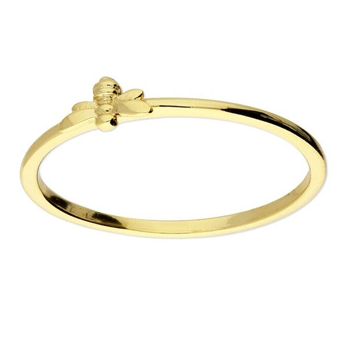 Bee Ring 14ct Yellow Gold Plated Hallmarked British Made Size L - S