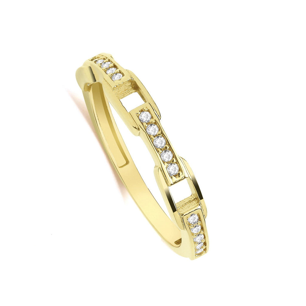 Chain Link Ring 9ct Yellow Gold Hallmarked Sizes J - T British Made