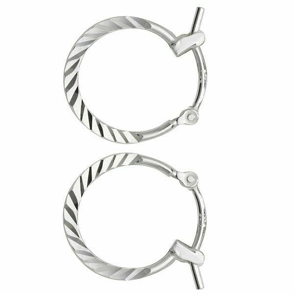 Sterling Silver Hoop Earrings 15mm 925 Hallmarked Diamond Cut British Made