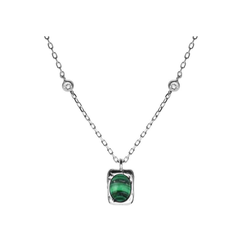 Vintage Malachite Necklace Solid Sterling Silver 925 Hallmarked British Made
