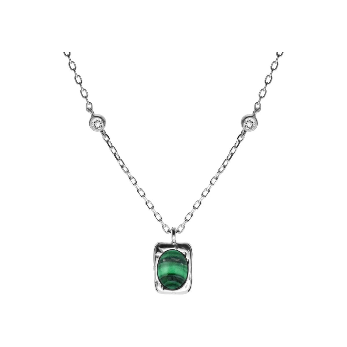 Vintage Malachite Necklace Solid Sterling Silver 925 Hallmarked British Made