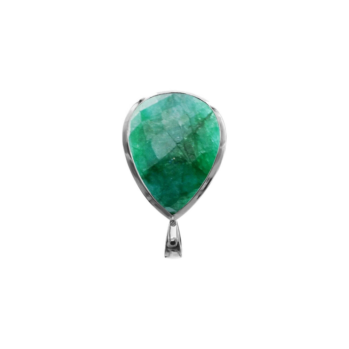 Teardrop Emerald Quartz Pendant Sterling Silver 925 Hallmarked All Chain Lengths