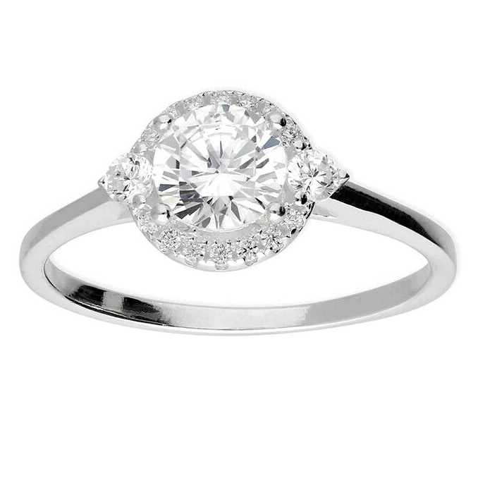 Round Halo Cluster Ring Sterling Silver 925 Hallmarked British Made Size M - R