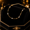 Pearl Trace Station Bracelet In 9ct Yellow Gold 375 Hallmarked British Made