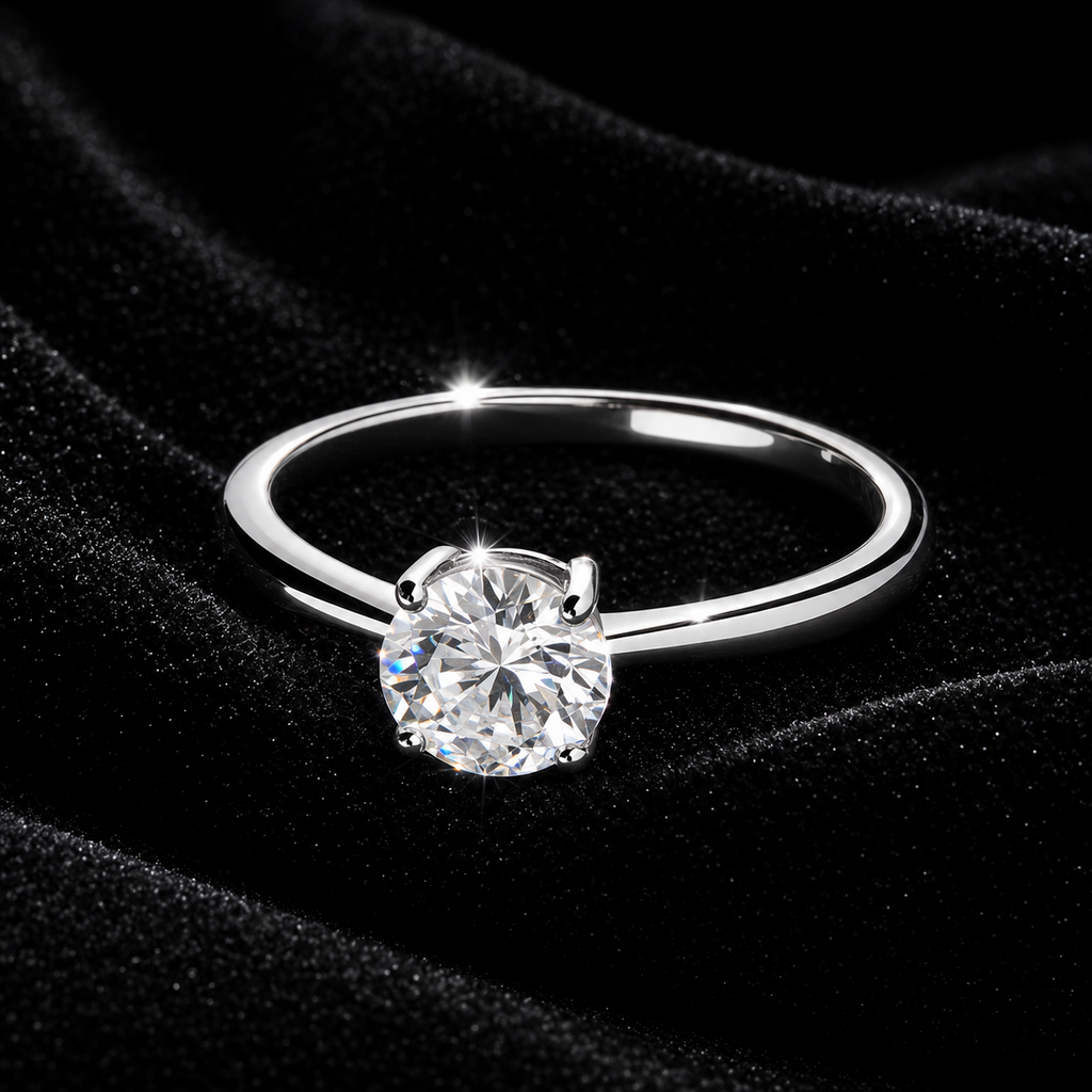 1ct Solitaire Ring Sterling Silver 925 Hallmarked British Made Size L - Q