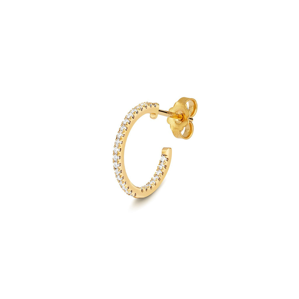 12mm Natural Diamond Hoop Earrings 18ct Yellow Gold Hallmarked British Made