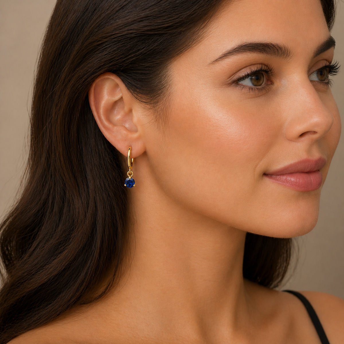 Yellow Gold Sapphire Earrings Drop Hoops Natural Stone 375 9 Carat New Boxed