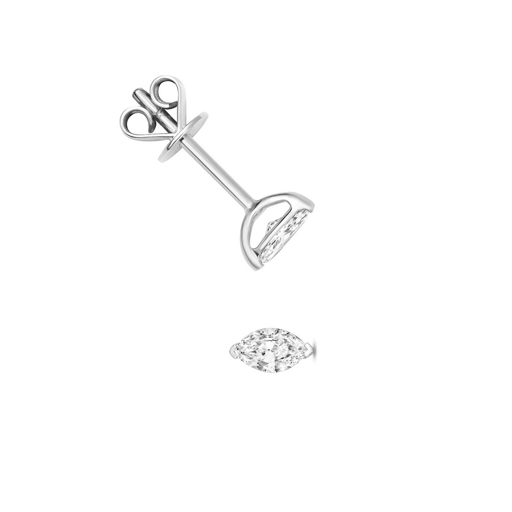 Natural Diamond Marquise Stud Earrings 18ct White Gold Hallmarked British Made