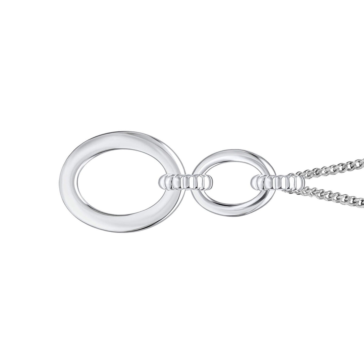 Double Oval Drop Pendant Sterling Silver 925 Hallmark All Chain Lengths