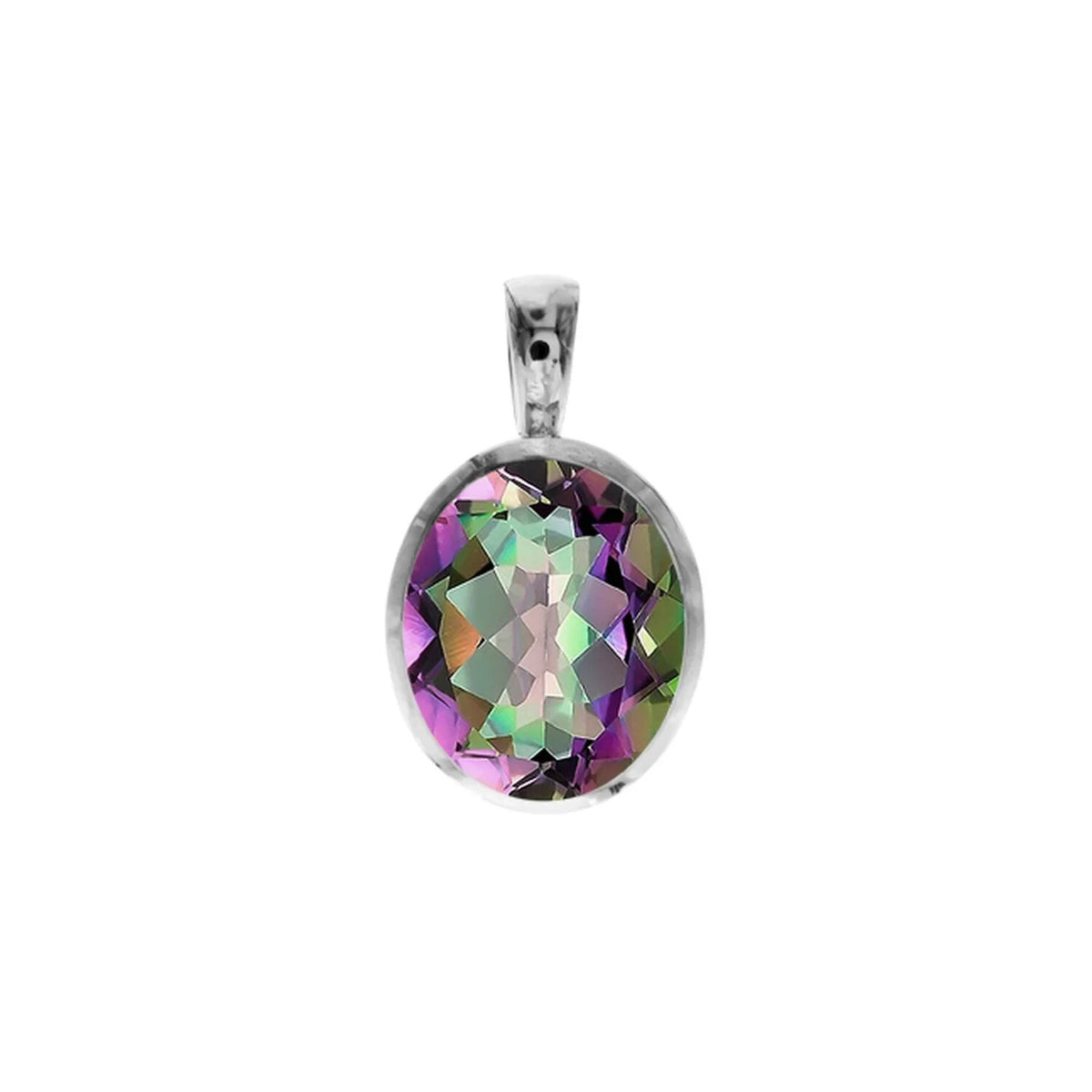 Oval Mystic Topaz Pendant Sterling Silver 925 Hallmarked All Chain Lengths