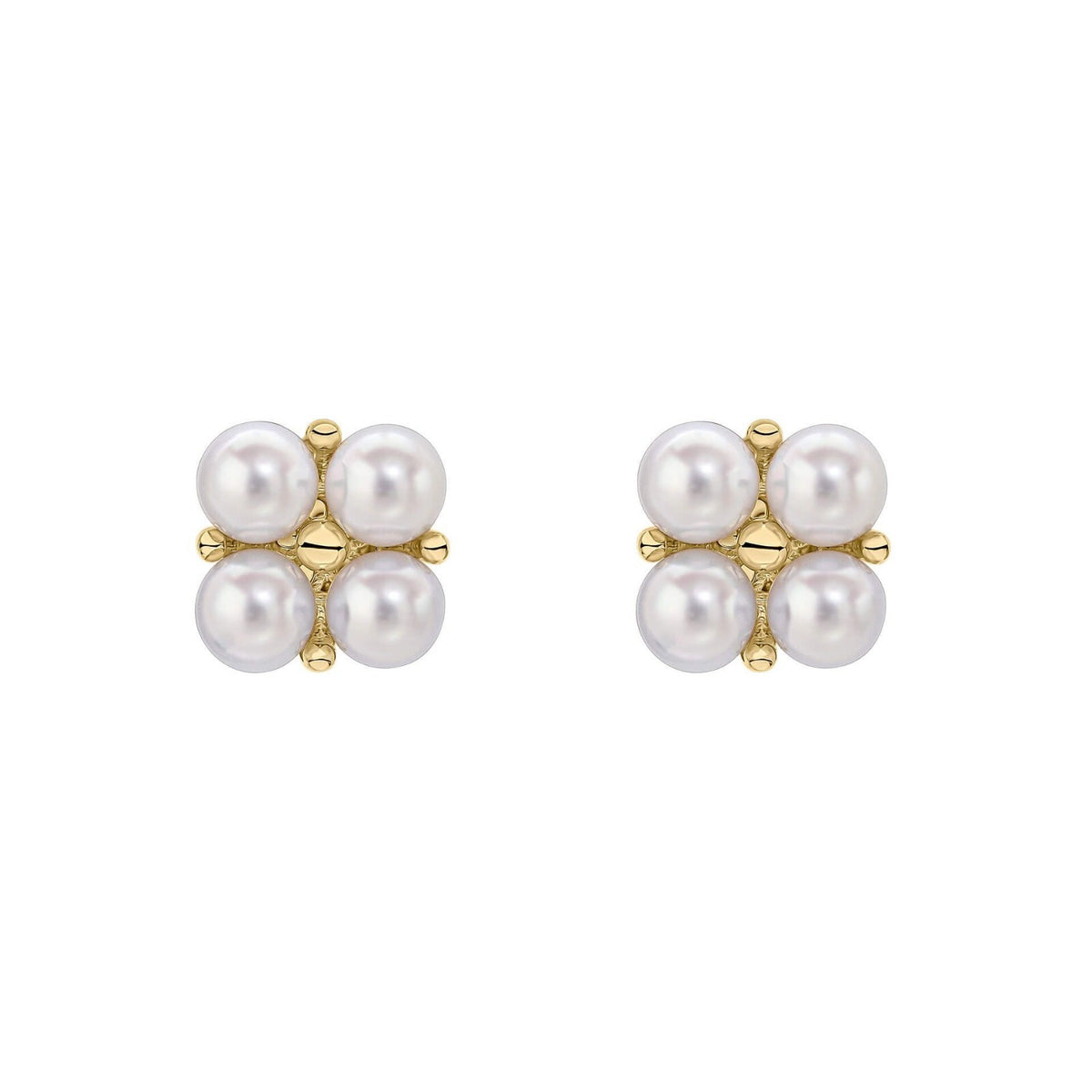 Floral pearl Stud Earrings British Made 9ct Yellow Gold 375 Hallmarked
