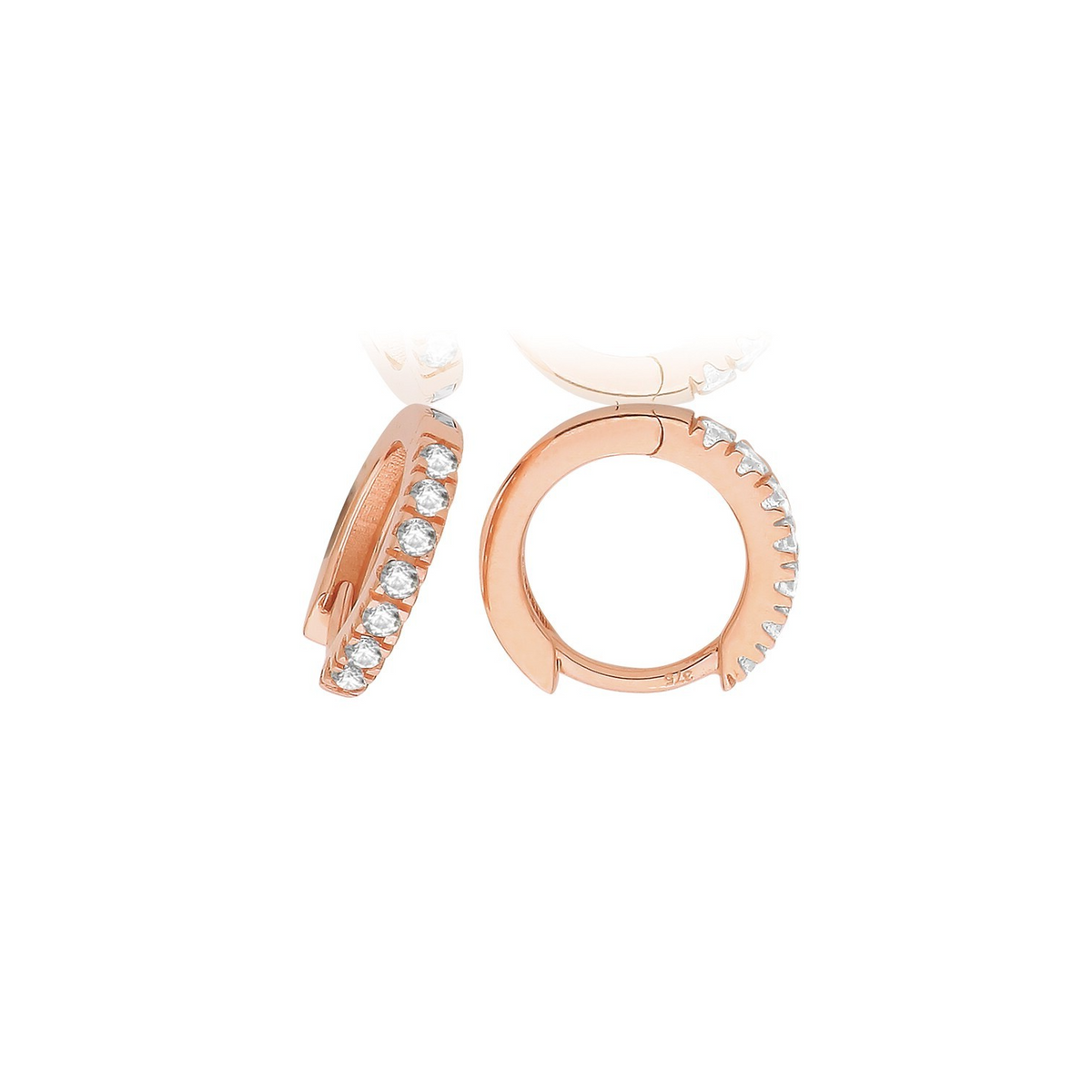 Mens 7 Stone Huggie Hoop Earring 9ct Rose Gold 375 Hallmarked Brand New Boxed