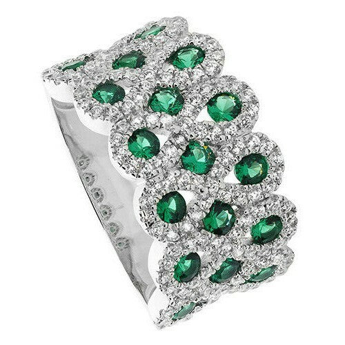Sterling Silver Ring Anniversary Natural Emerald 925 Hallmarked Size J - S