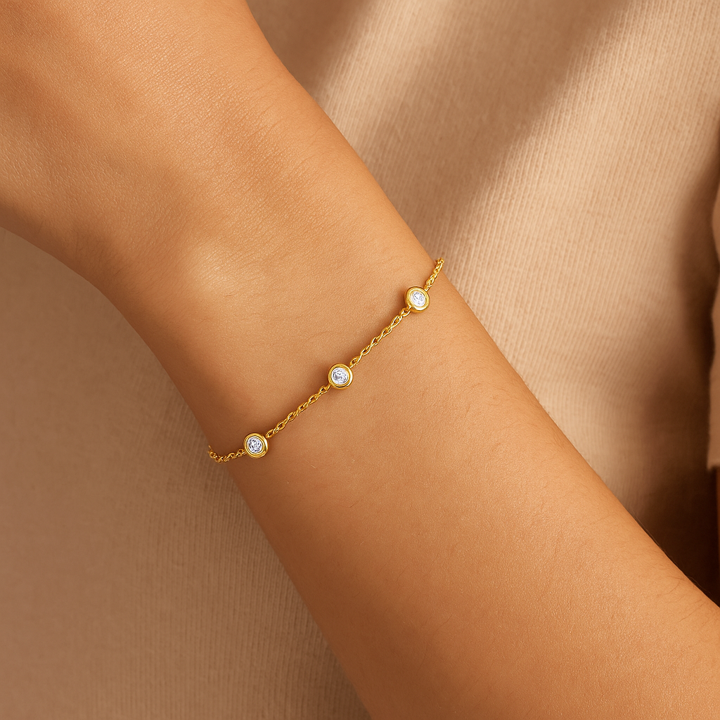 Flush 18ct Yellow Gold Bracelet Natural Diamond 750 Hallmarked British Made