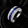Sterling Silver Sapphire Ring Channel Set 925 Hallmarked British Made Sizes J-R