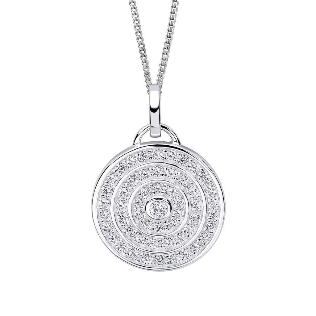 Rounded Channel Set Pendant Sterling Silver 925 Hallmarked All Chain Lengths