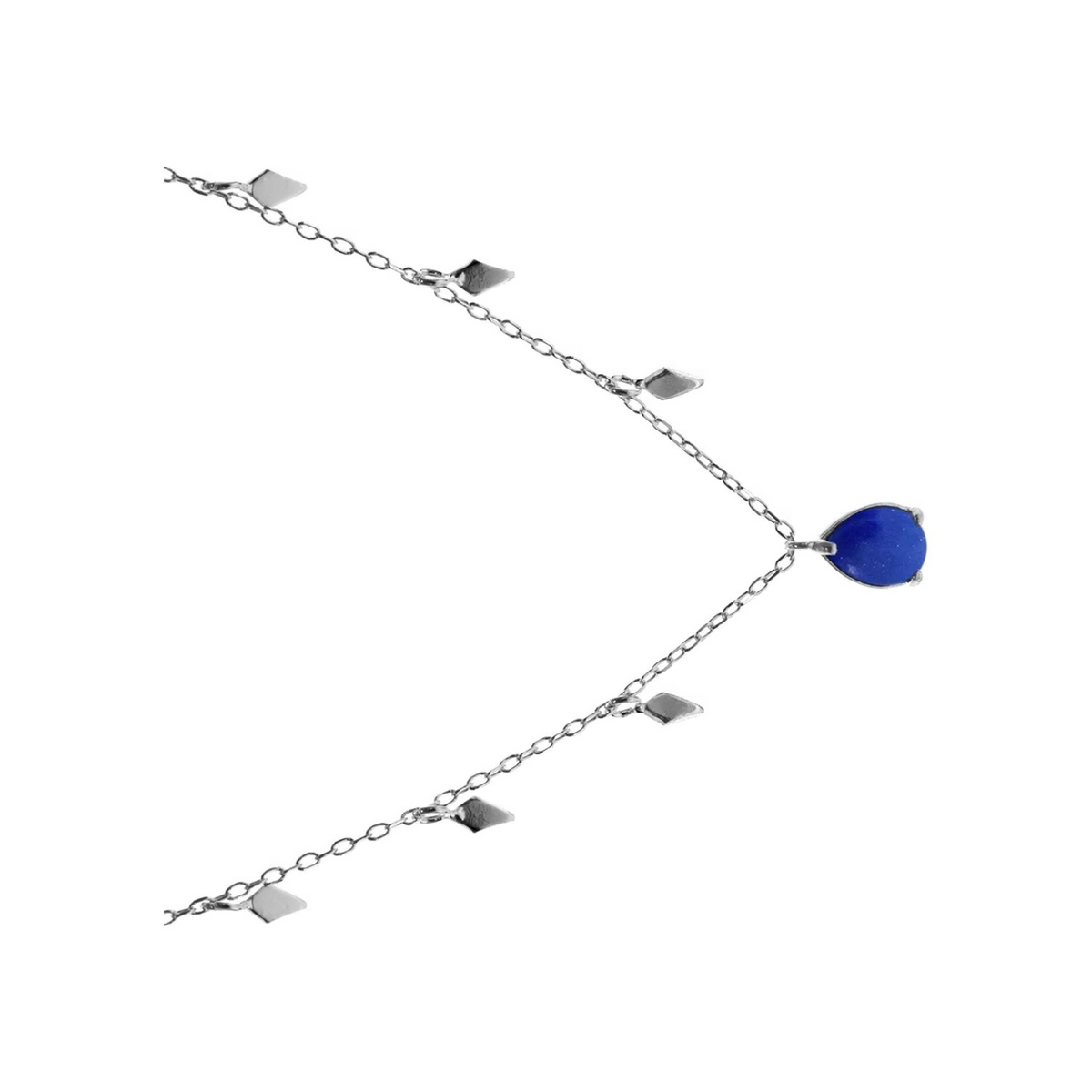 Teardrop Lapis Lazuli Necklace Solid Sterling Silver 925 Hallmarked British Made