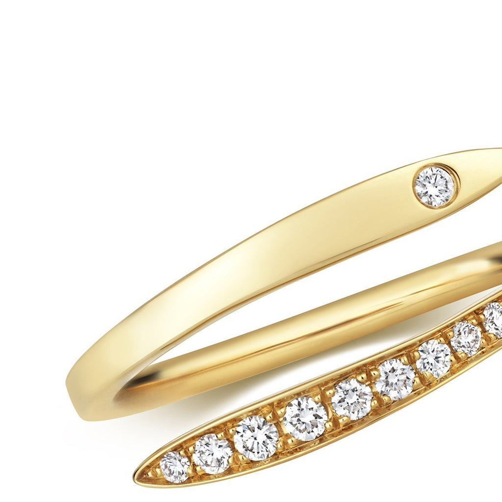 15 Natural Diamond Crossover Ring 18ct Yellow Gold Hallmarked Sizes J - Q