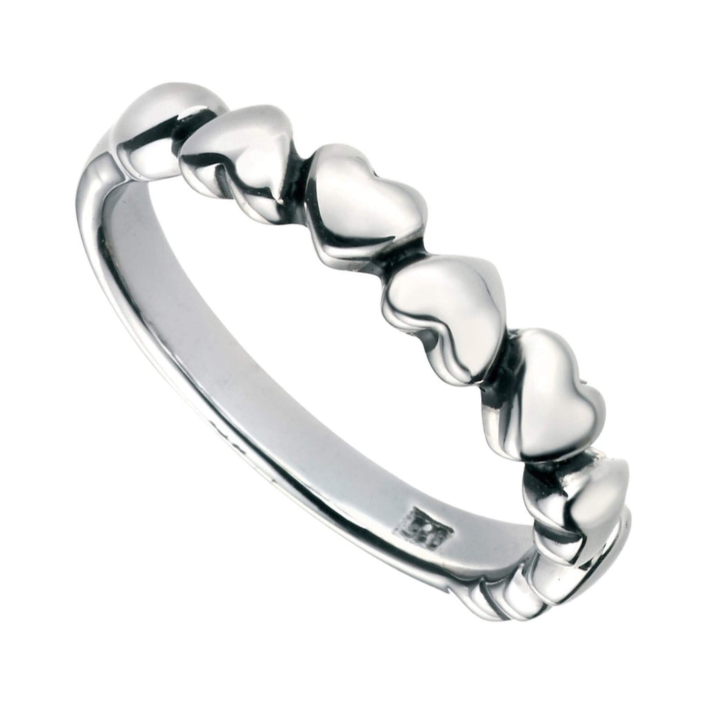 Ladies Oxidised Multi Heart Ring 925 Hallmarked British Made Sizes K - S